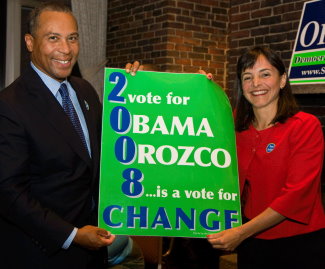 Governor Deval Patrick with Sara Orozco, Democrat for Massachusetts Senate